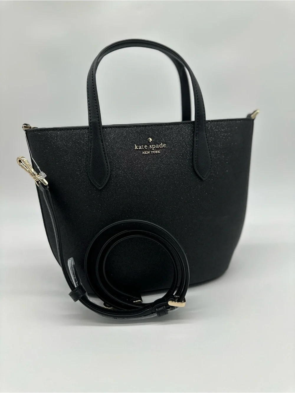 kate spade Black Glitter Tote with Detachable Strap